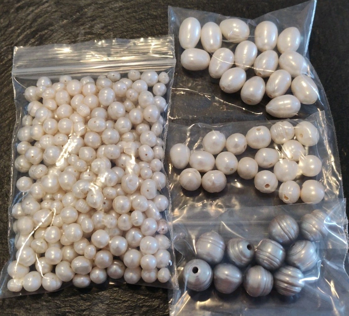 Lot of 100+ Loose White Genuine Pearl Beads Gemstone Jewelry Drilled 5mm- 12mm