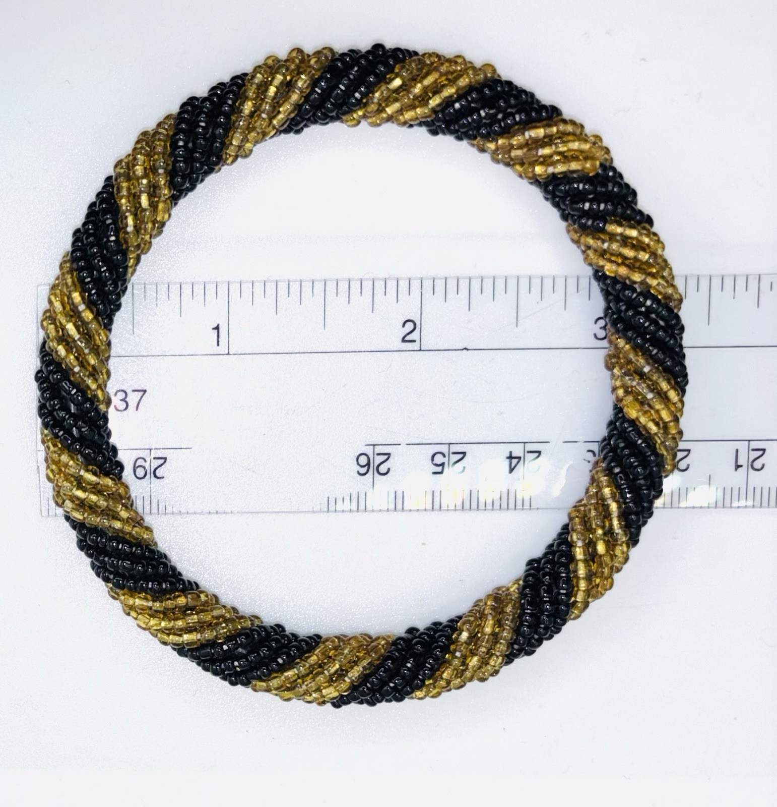 2 Pc Avon Gold And Black Winter Glass Bead Bangle Bracelet and Color Crazy Red