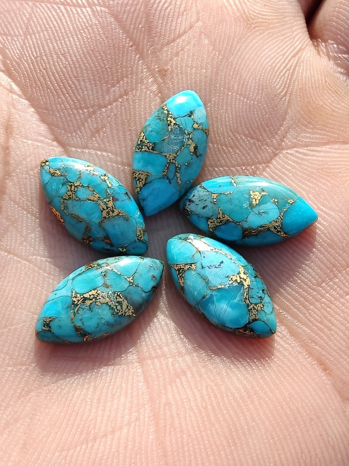 Natural Blue Copper Turquoise Marquise Cabochon 5x10mm To 12x24mm Loose Gemstone