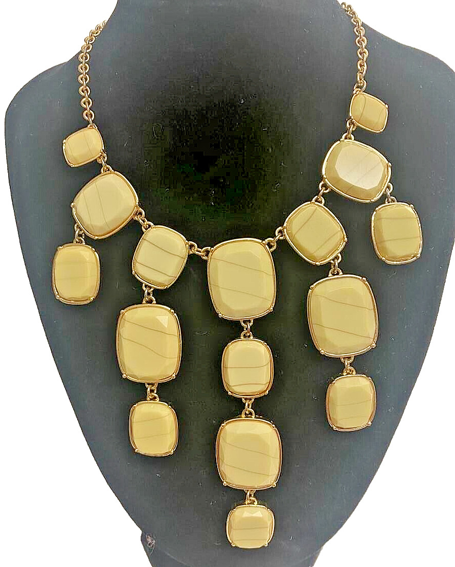 Vintage Liz Claiborne Gold Tone Beige Statement necklace. 19 1/2 inches long