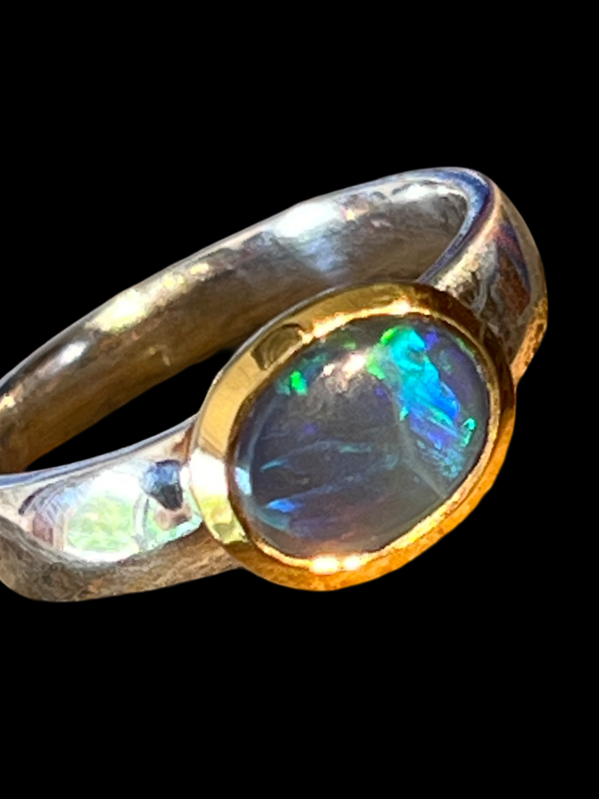 Black Opal Magic from Lightning Ridge in 18kt Gold Vermeil Setting Sterling Silver