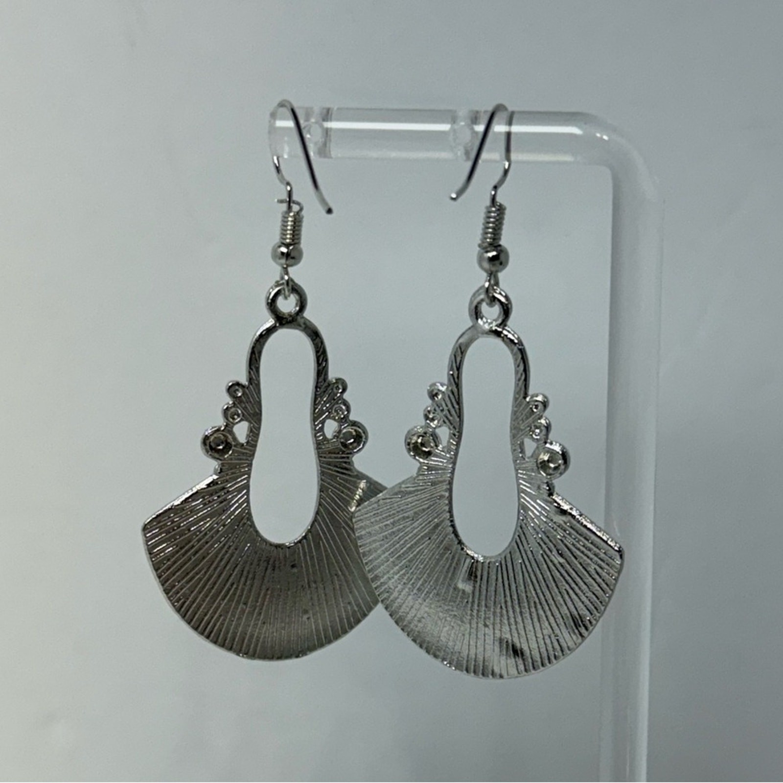 Boho Silver Dangle Earrings Hammered Drop Hoop Lightweight Retro Bohemian NEW