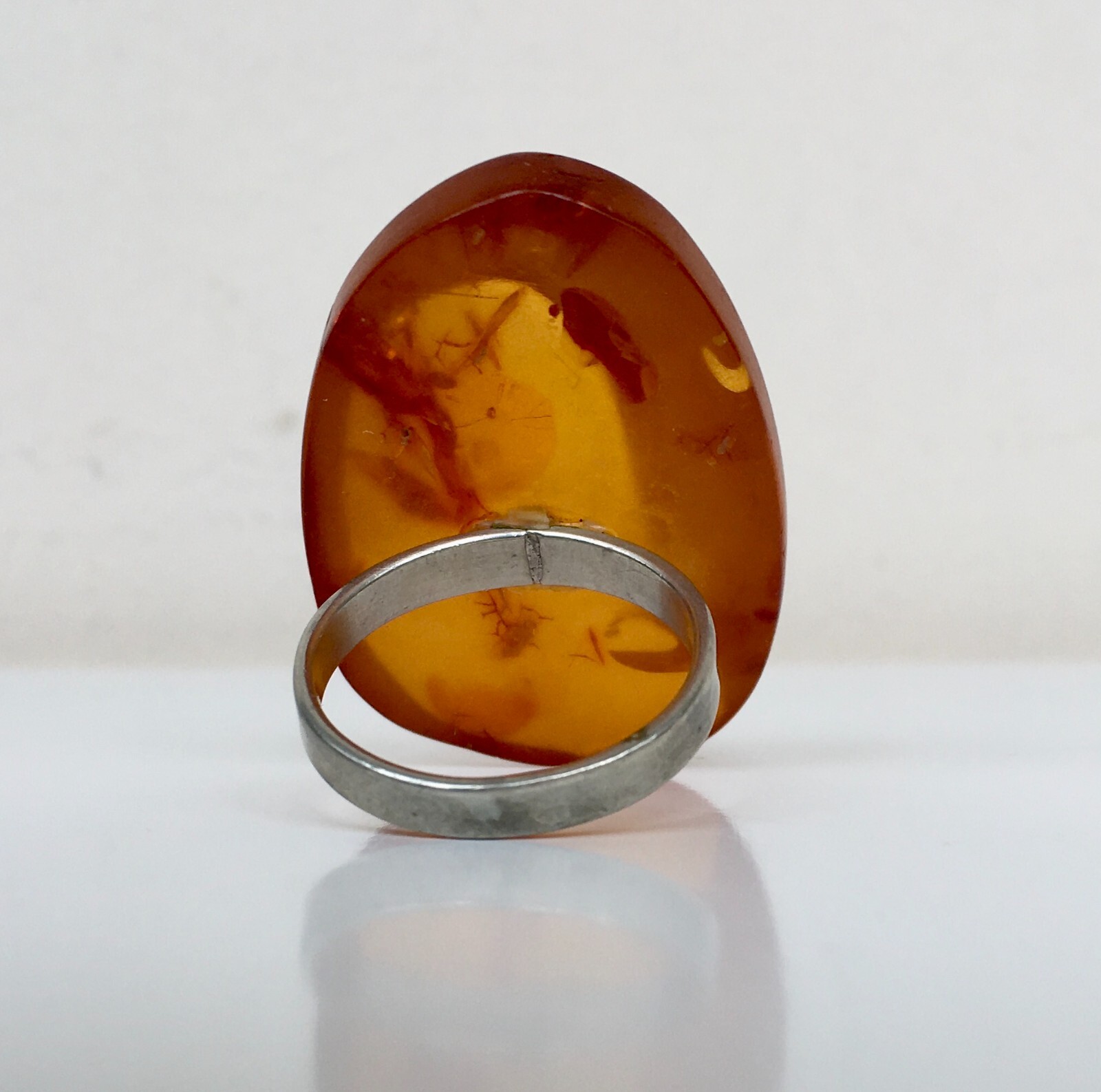 Ring made of Natural Amber Cupronickel USSR period Size 8 18.25 mm 8.86 gr