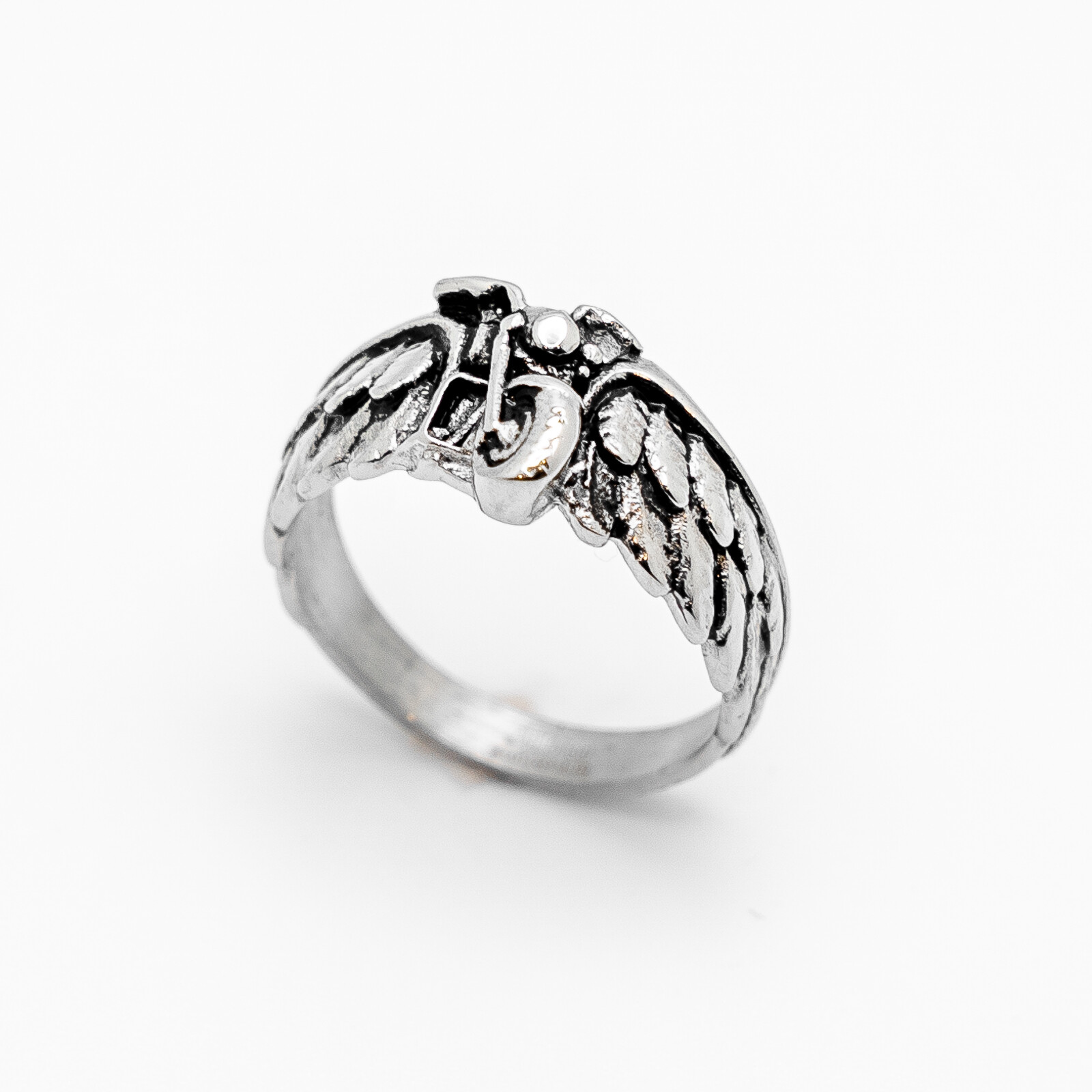 Ladies Angle Wing Motorcycle Biker Ring Stainless Steel 78