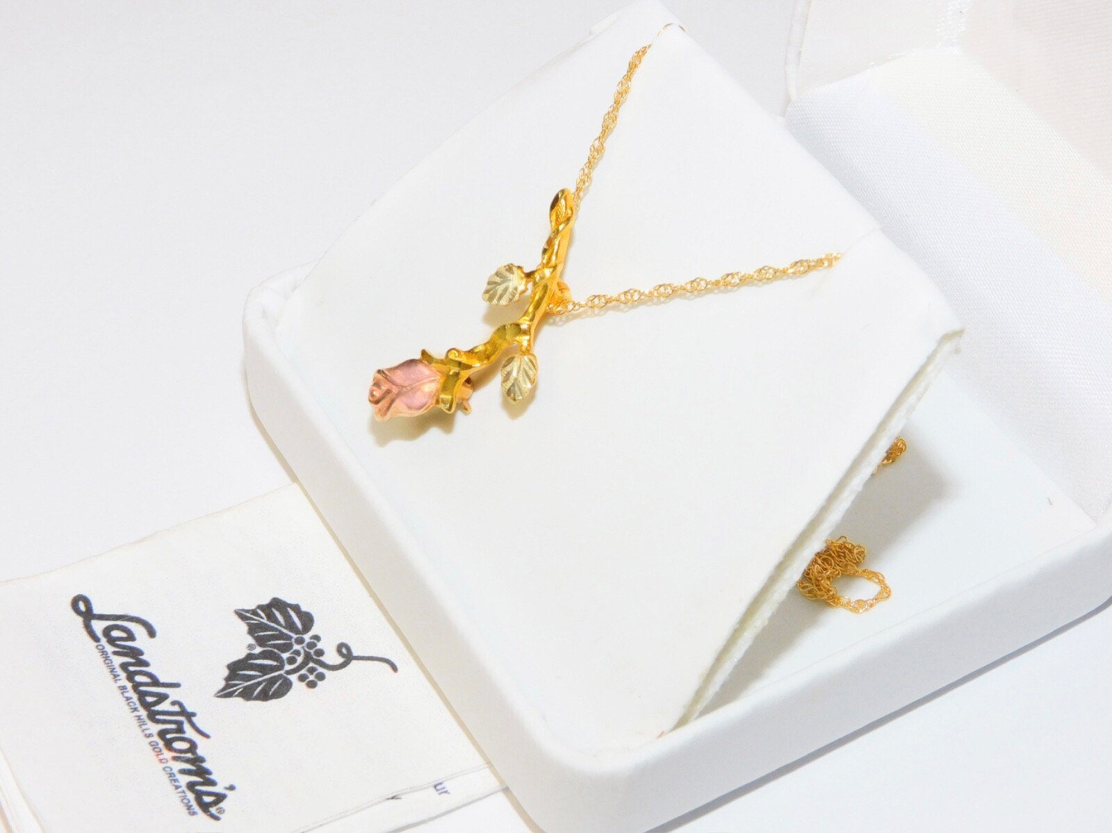 Black Hills Gold 10k Rose Leaves Pendant Brooch Combo Necklace