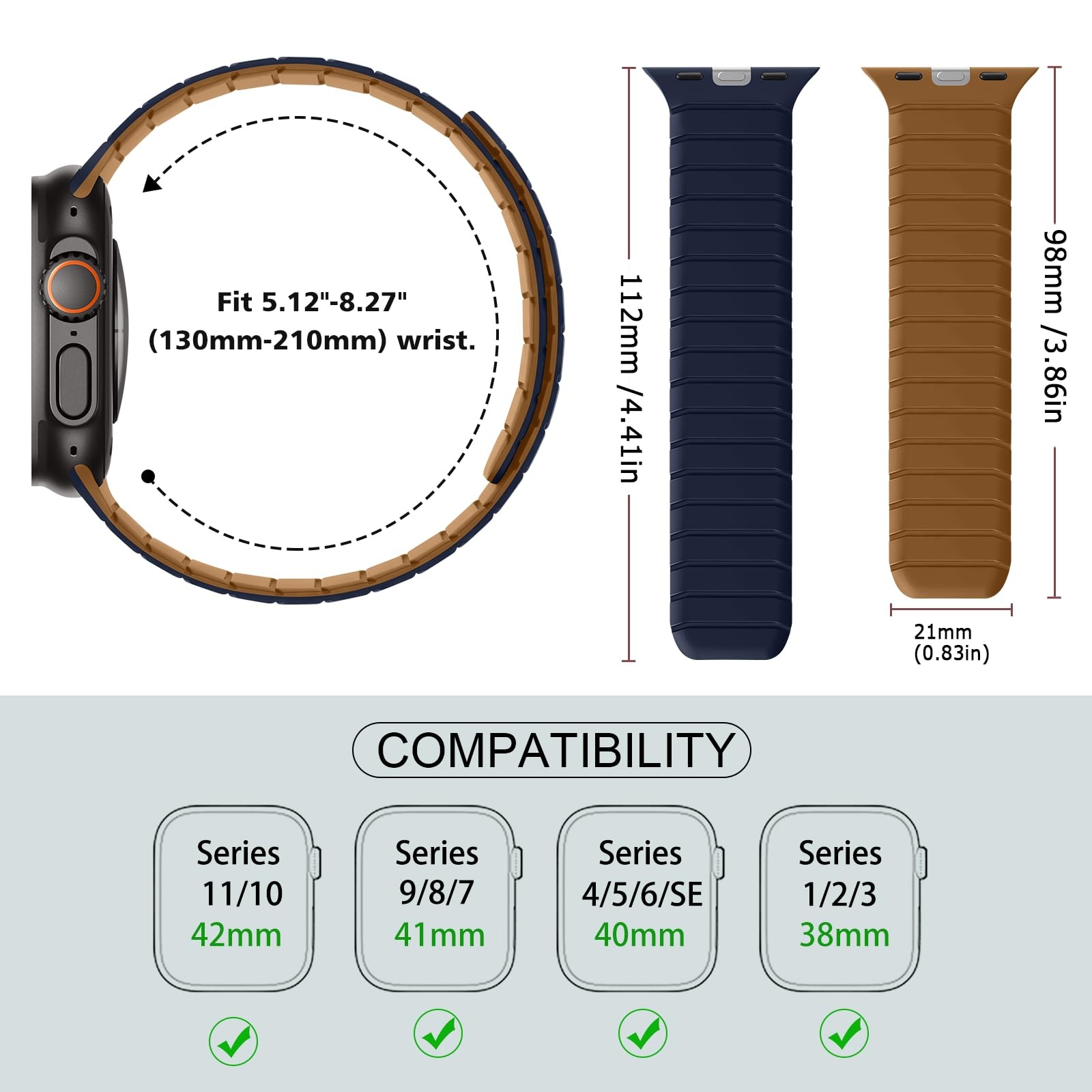 Double Sided Reversible Band Compatible with Apple Watch 42mm (Series 11/10) …