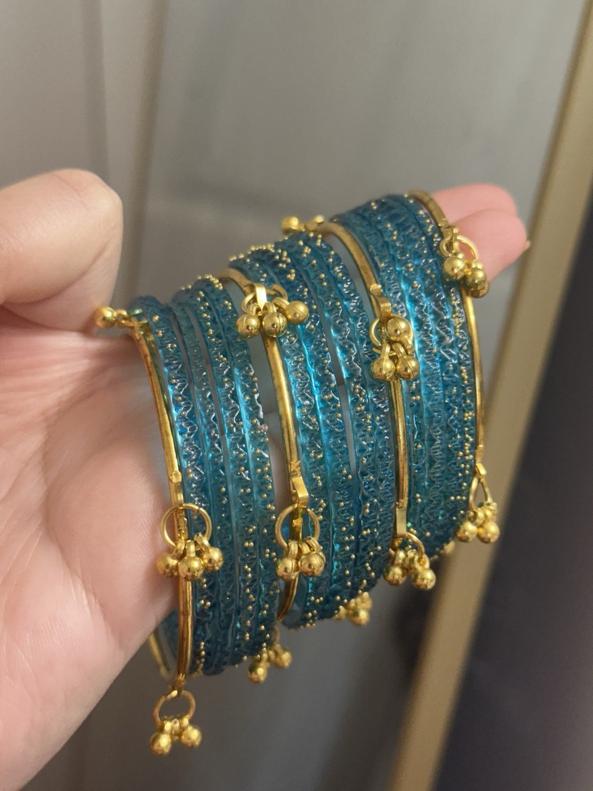 gold & silver Kashmiri Bangles with Diff Color Of Glass bangles