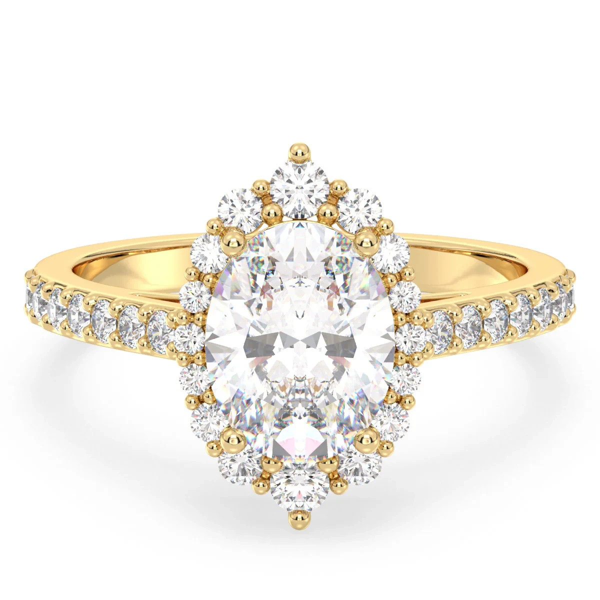 EF-VS1 1 2 3 CT Oval Lab Grown Diamond Halo Bridal Engagement Ring 14k Gold