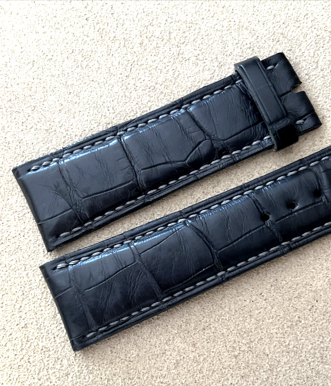 A. Lange & Söhne Watch Strap 20 x 18 Matt Dark Charcoal Gray Crocodile Authentic