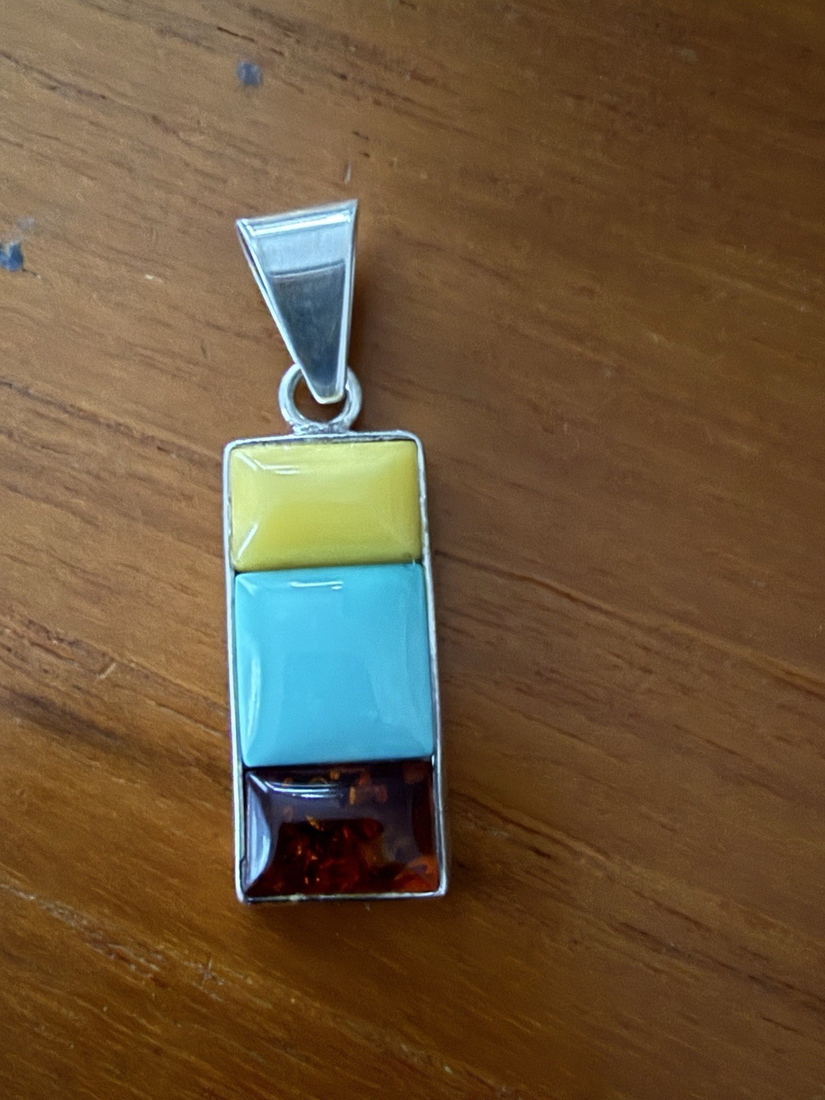 Beautiful Amber/turquoise/butterscotch Amber Pendant New Sterling Silver
