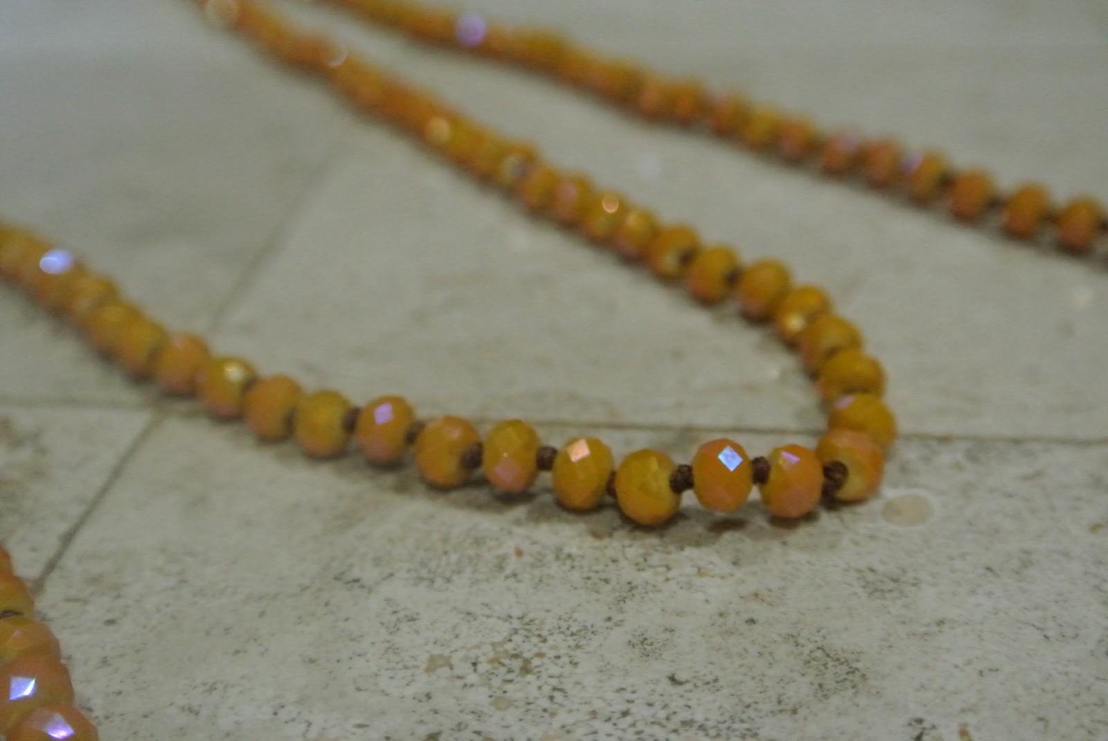 MUSTARD YELLOW 30 INCH FACETED BEADED NECKLACE
