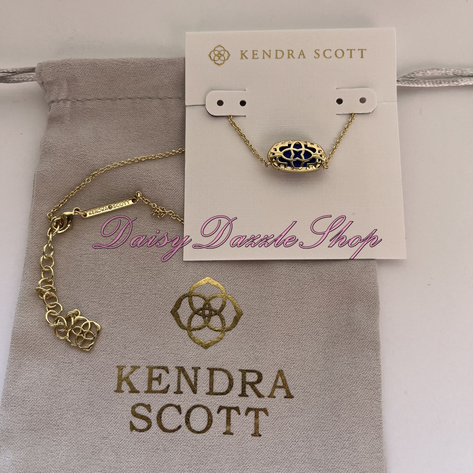 ✨Kendra Scott Elisa Pendant Necklace Cobalt Cats Eye Blue Gold September New 💙