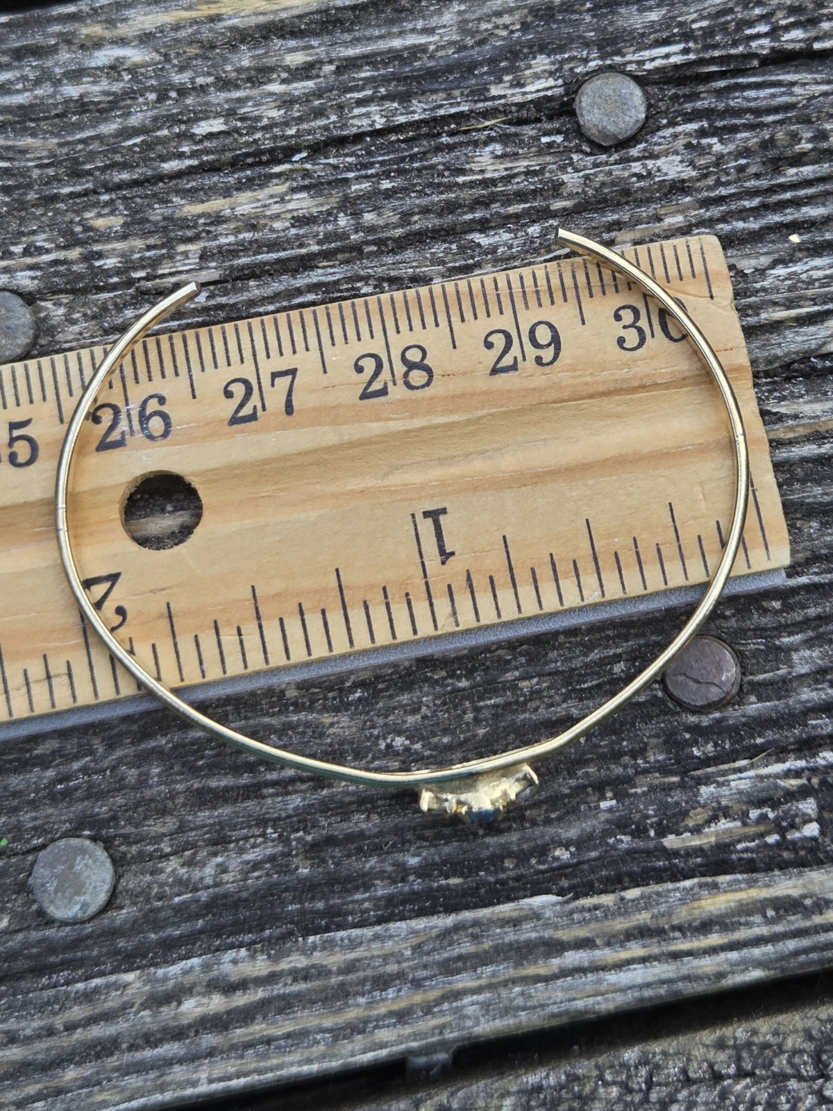 Vintage Tiny Child’s Bracelet Cuff Gold Tone Aquamarine Glass Birthstone Small
