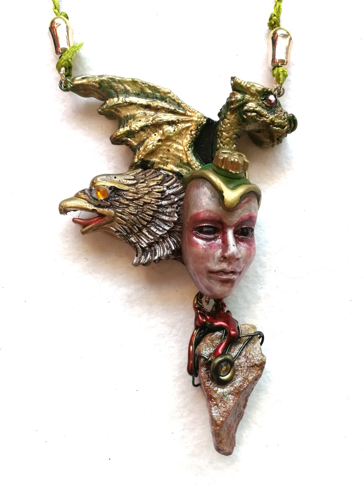 Bune Demon Gothic Talisman Satanist Pendant Devil Amulet Necklace Dragon Eagle