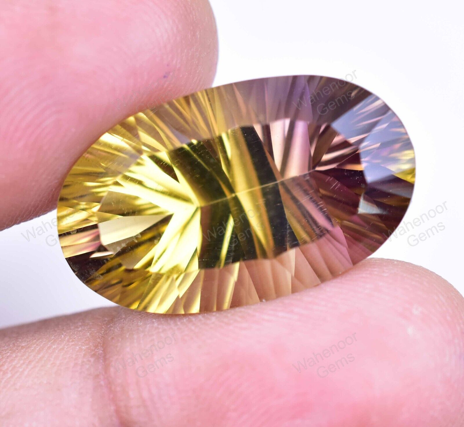 Flawless Natural Bi-Color Ametrine 19.60 Ct Oval Certified Untreated Gemstone