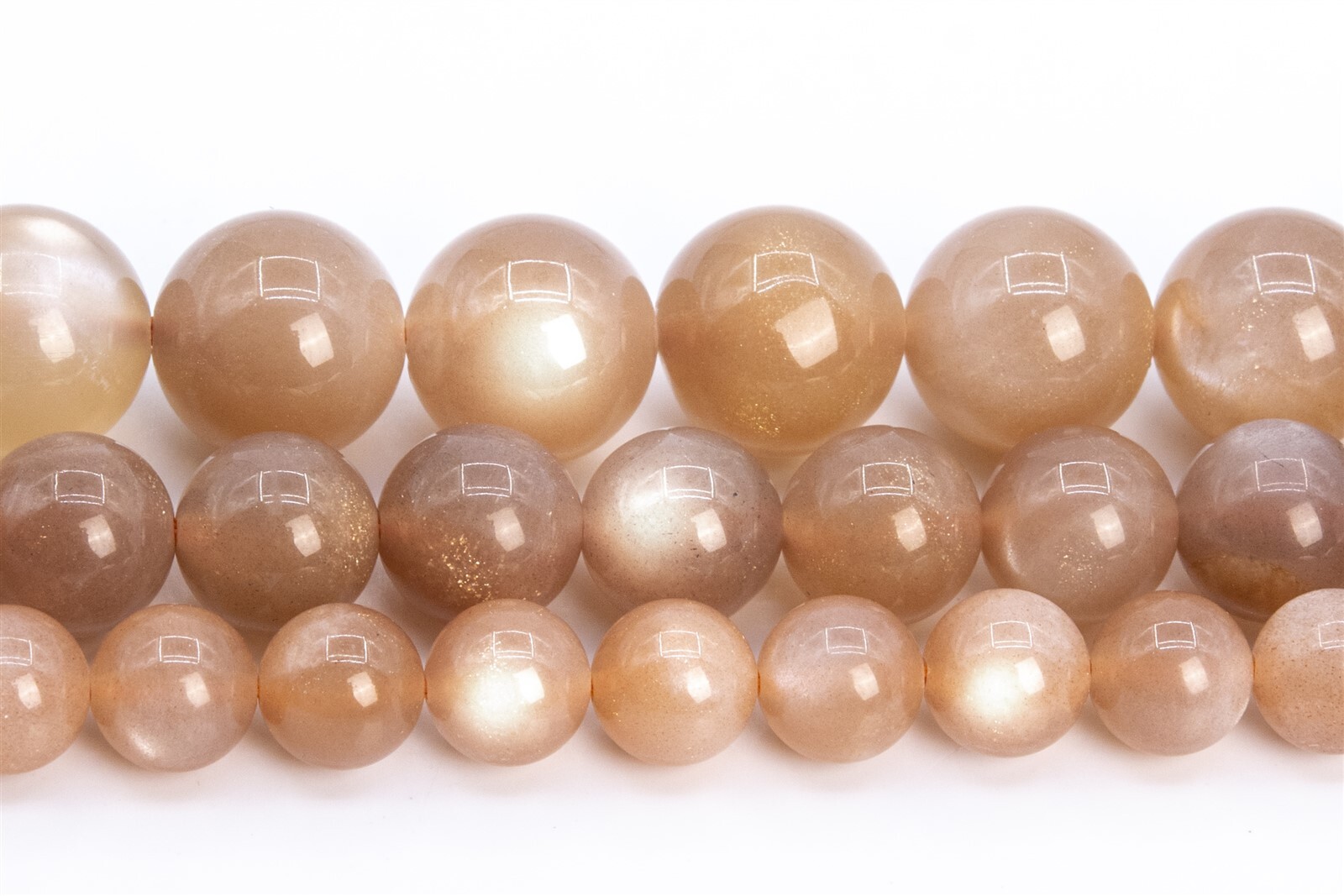 Genuine Natural Flash Orange Moonstone Grade AAA Round Loose Beads 6/7-8/10MM