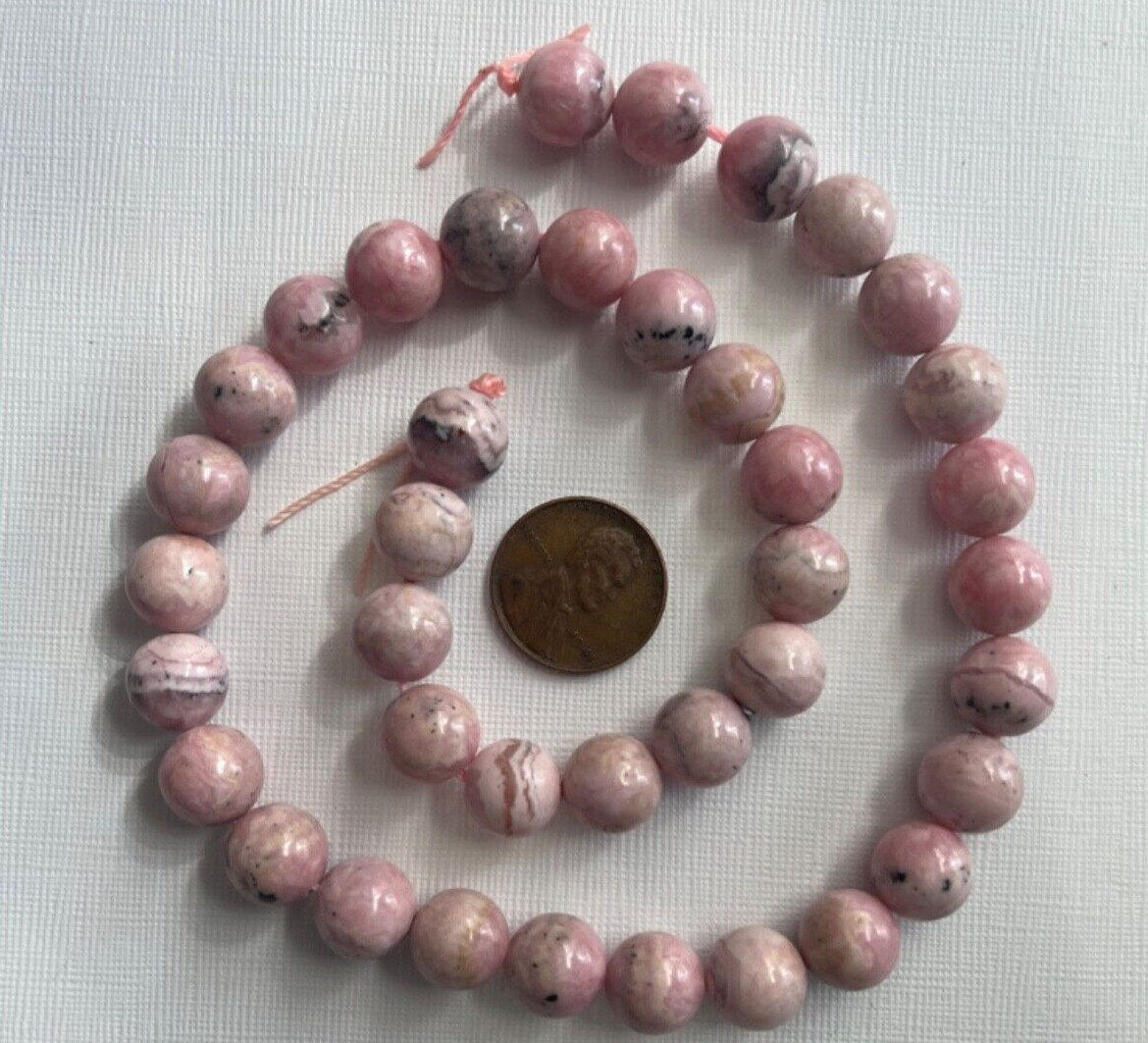 GENUINE ROUND SMOOTH 10 MM RHODOCHROSITE BEAD STRAND 15.5 ” BELOW WHOLESALE!!!