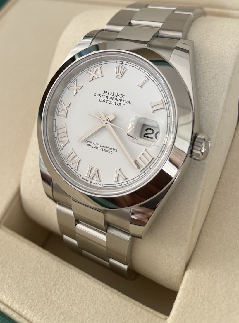 2026 Rolex Datejust 41MM White Roman Dial Oyster Bracelet (126300) Box & Papers