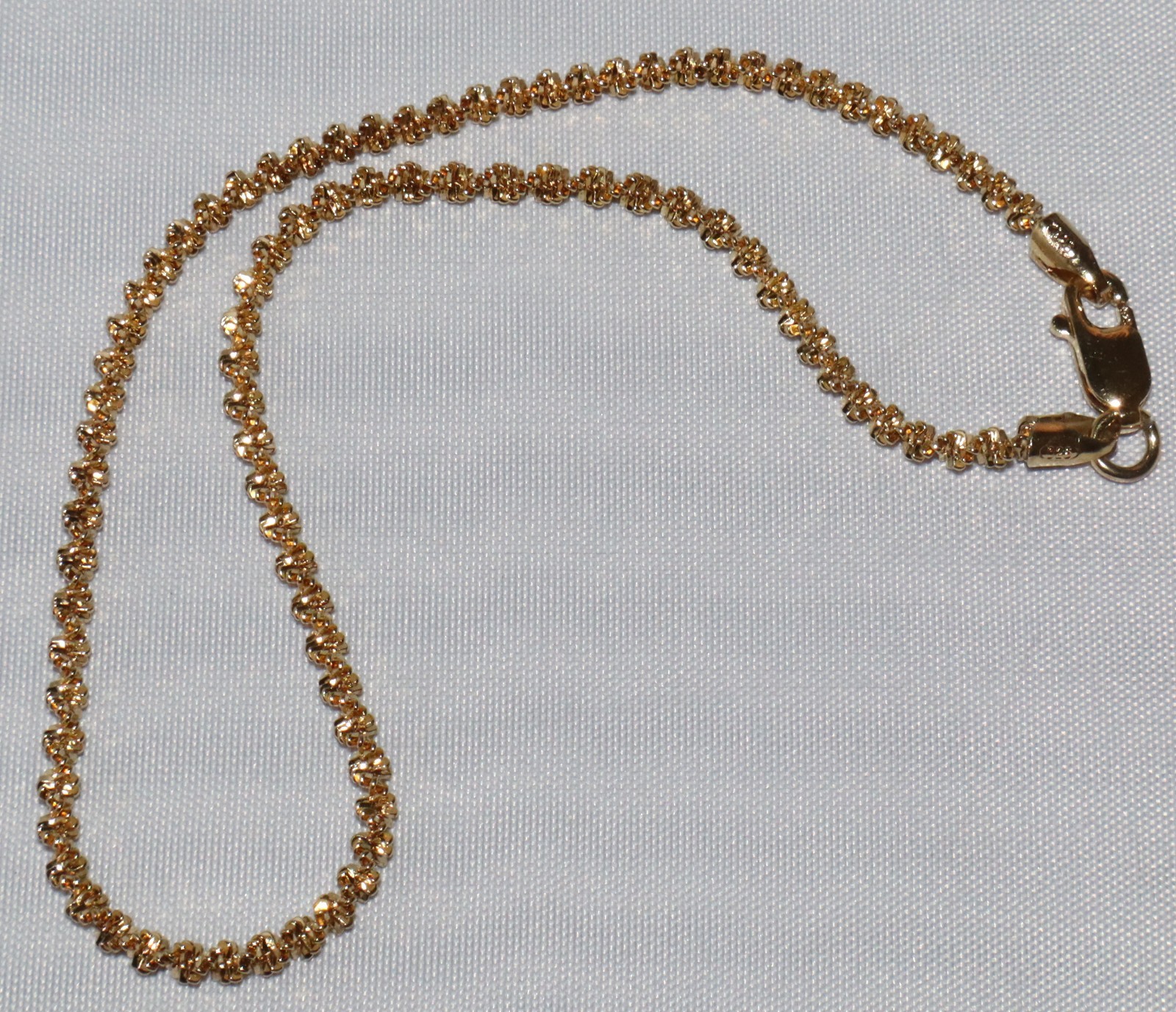 Sterling Silver Gold Toned 9 inch 3mm Twisted Chain Anklet “Italy” 3.2 grams