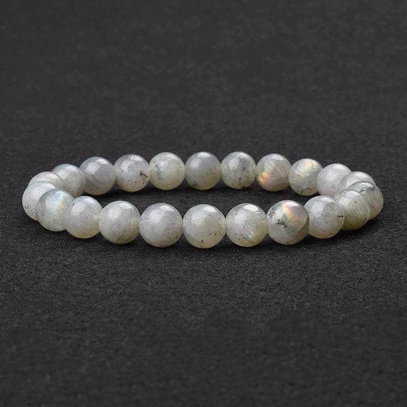 Labradorite Bracelet Round Beaded Band Flash Spectrolite Moonstone 1 Pc