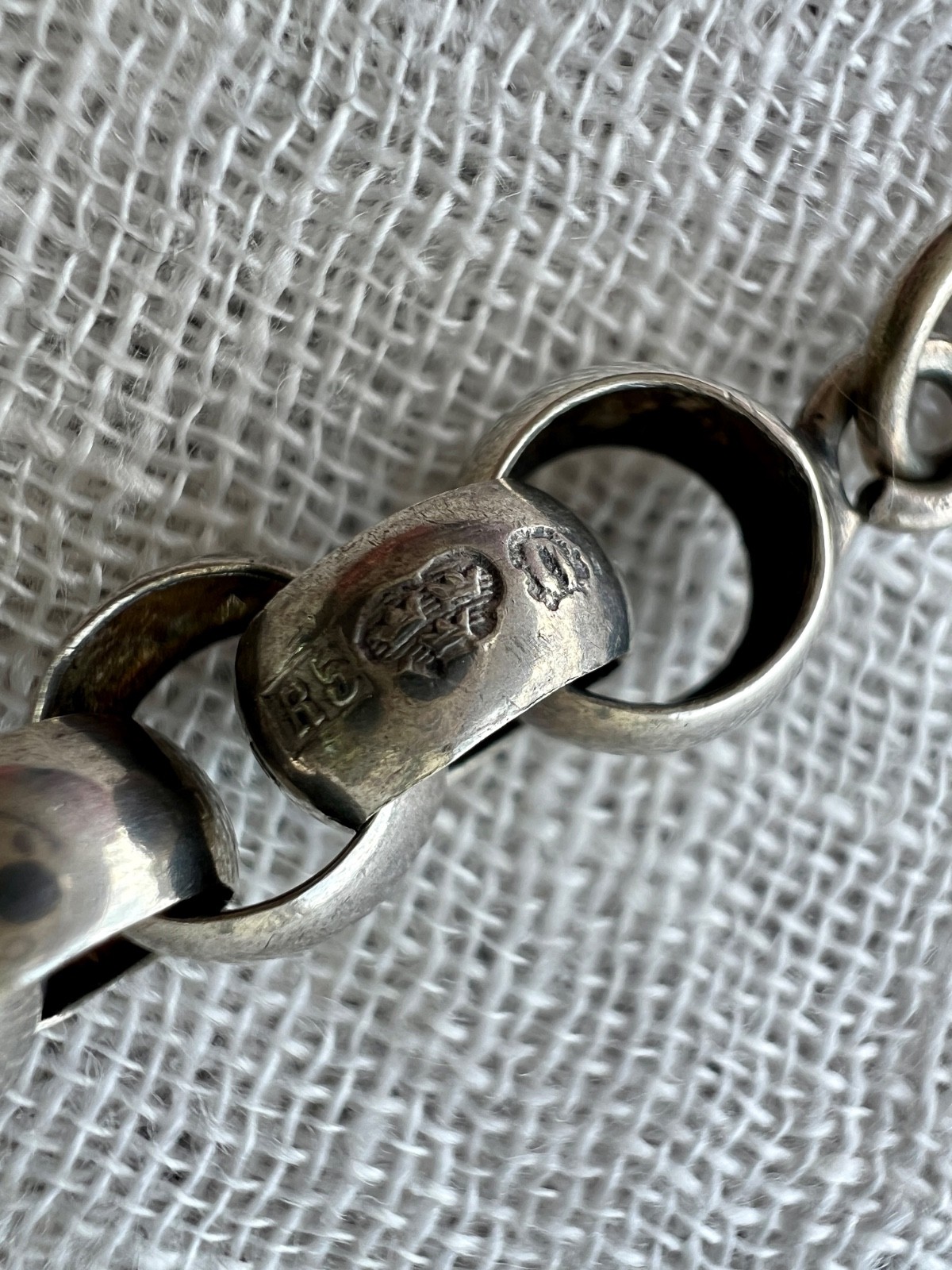 Antique Swedish Sterling Silver Belcher Watch Chain Shepherd Hook 13.5″