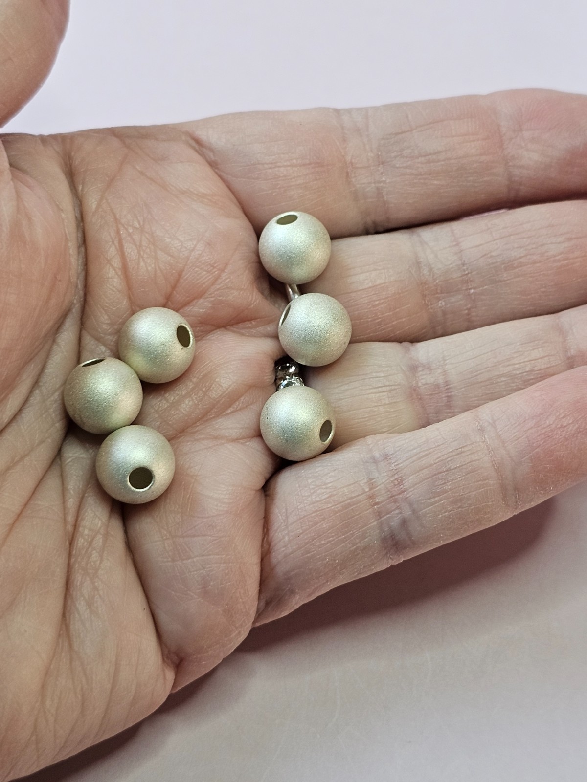 5 Sterling Silver Round Matt Finish Beads 9.7mm x 9.3mm 5grams total