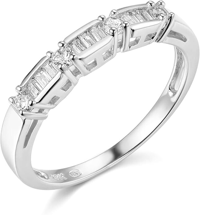 2.75 Created Diamond Round Real 14K White Gold Engagement Ring Set Matching Band