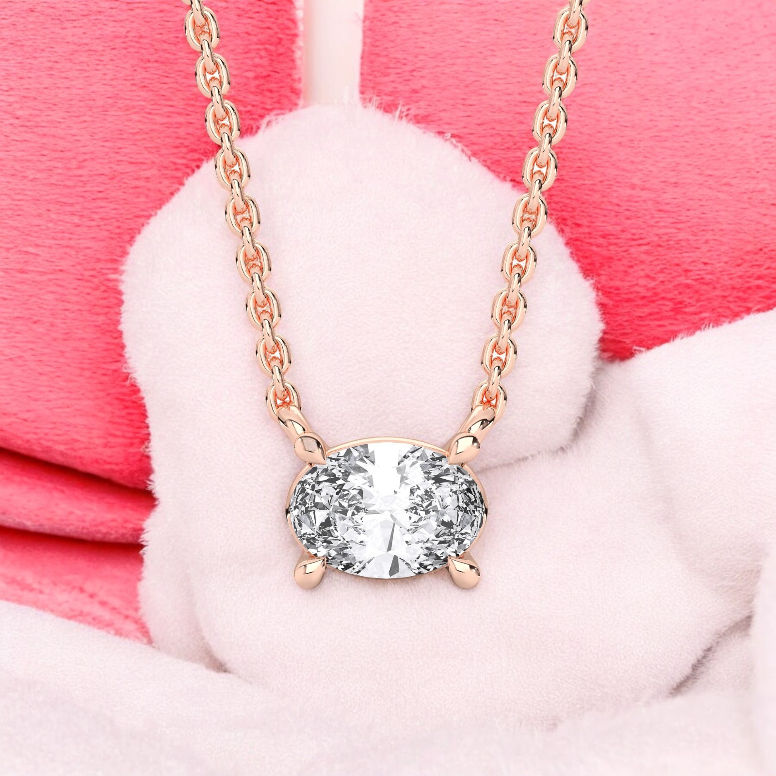 0.25Ct Oval Cut Lab Grown Diamond Pendant Necklace Sterling Silver Women Gift