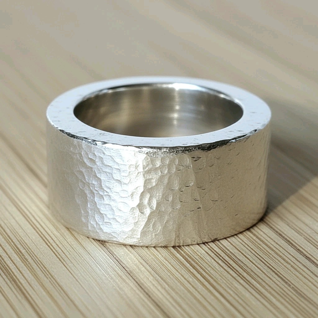 Hammered CUSTOM 999 Silver Ring 31g 1Oz Ancient Rome Width 13.5mm Thick 3.5mm