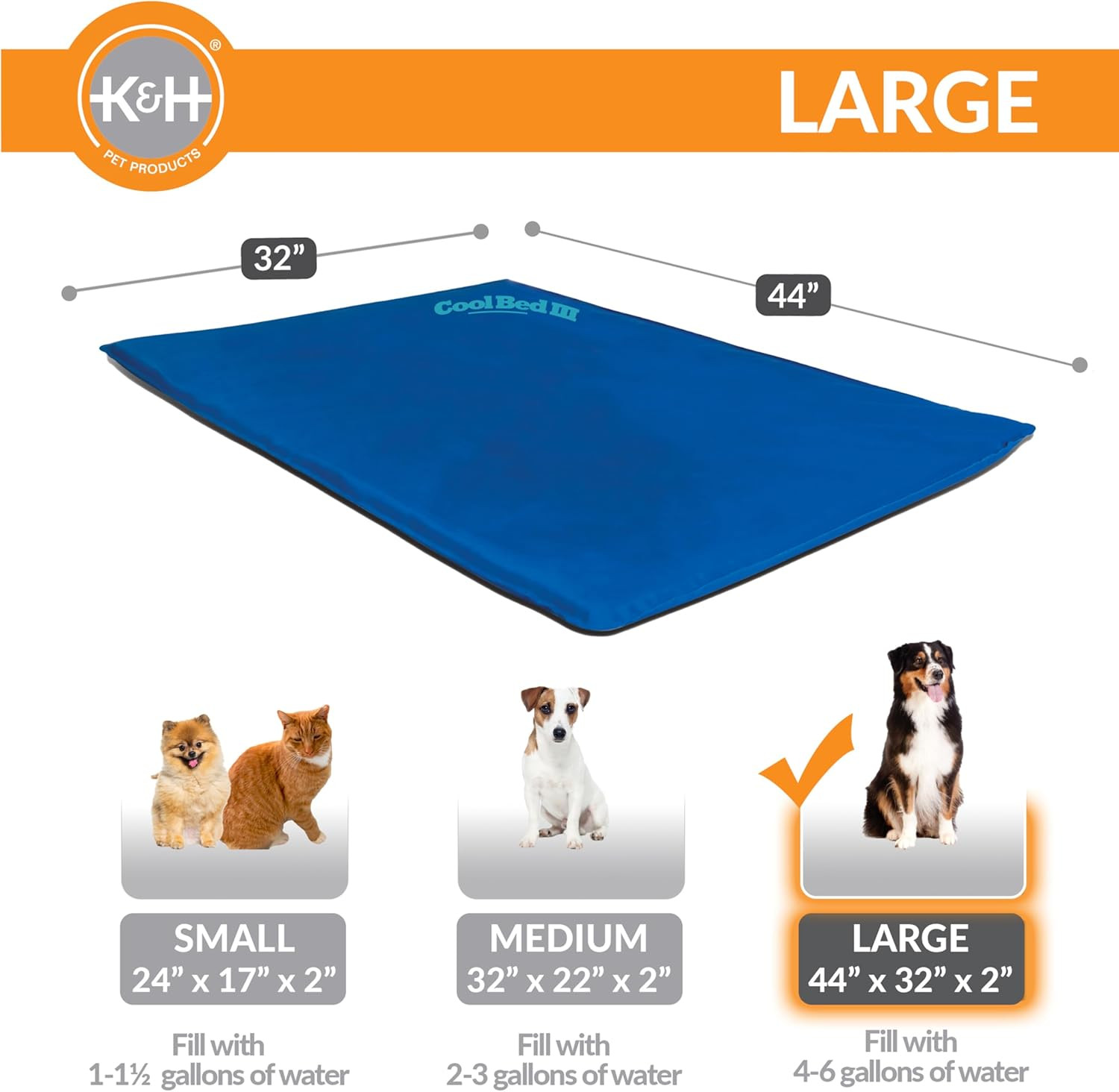 Cool Bed III Dog Cooling Mat, Indoor Outdoor Cooling Beds for Large Dogs, Chilli