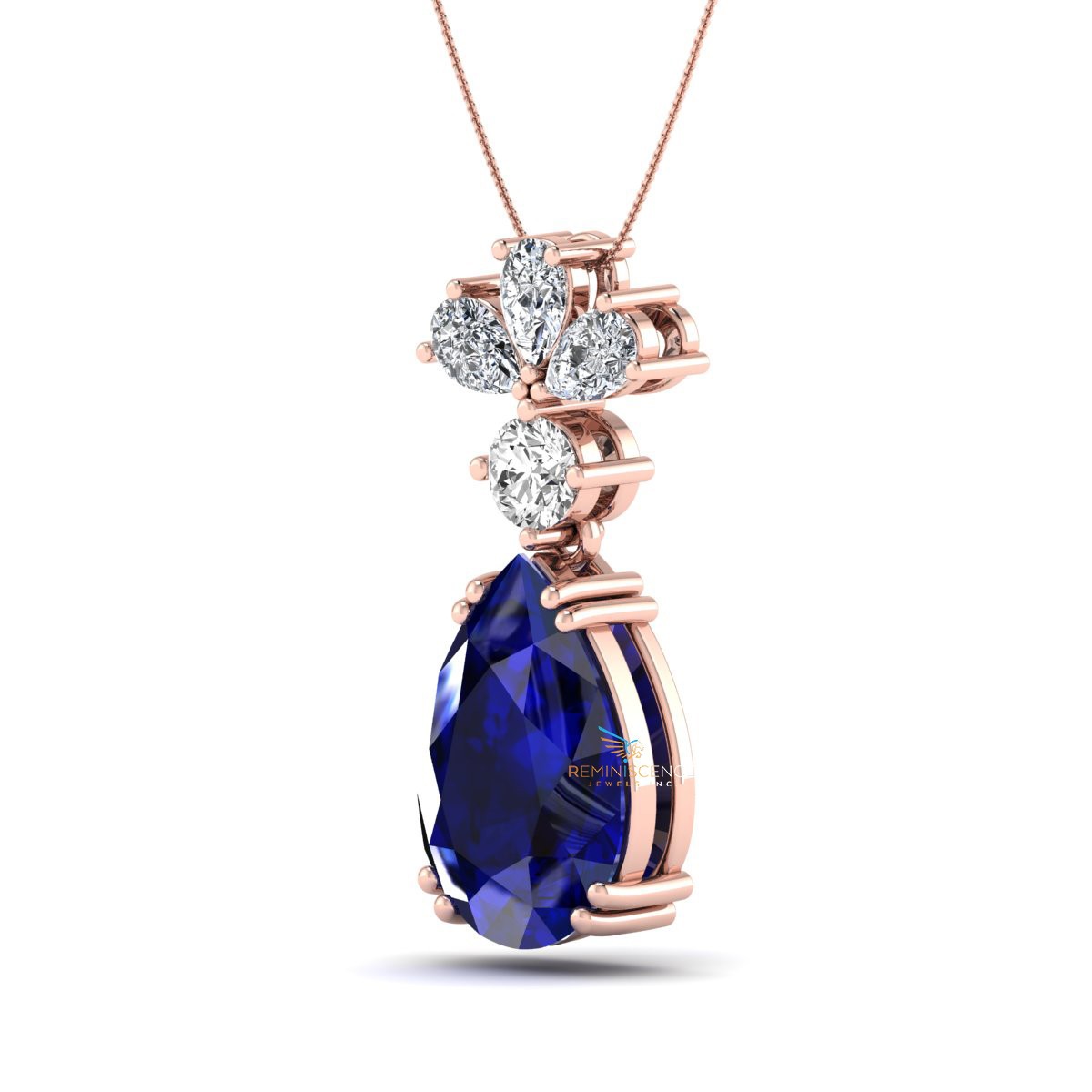 Pear Cut Lab Grown Diamond 14K White Gold Stylish Teardrop Women’s Necklace