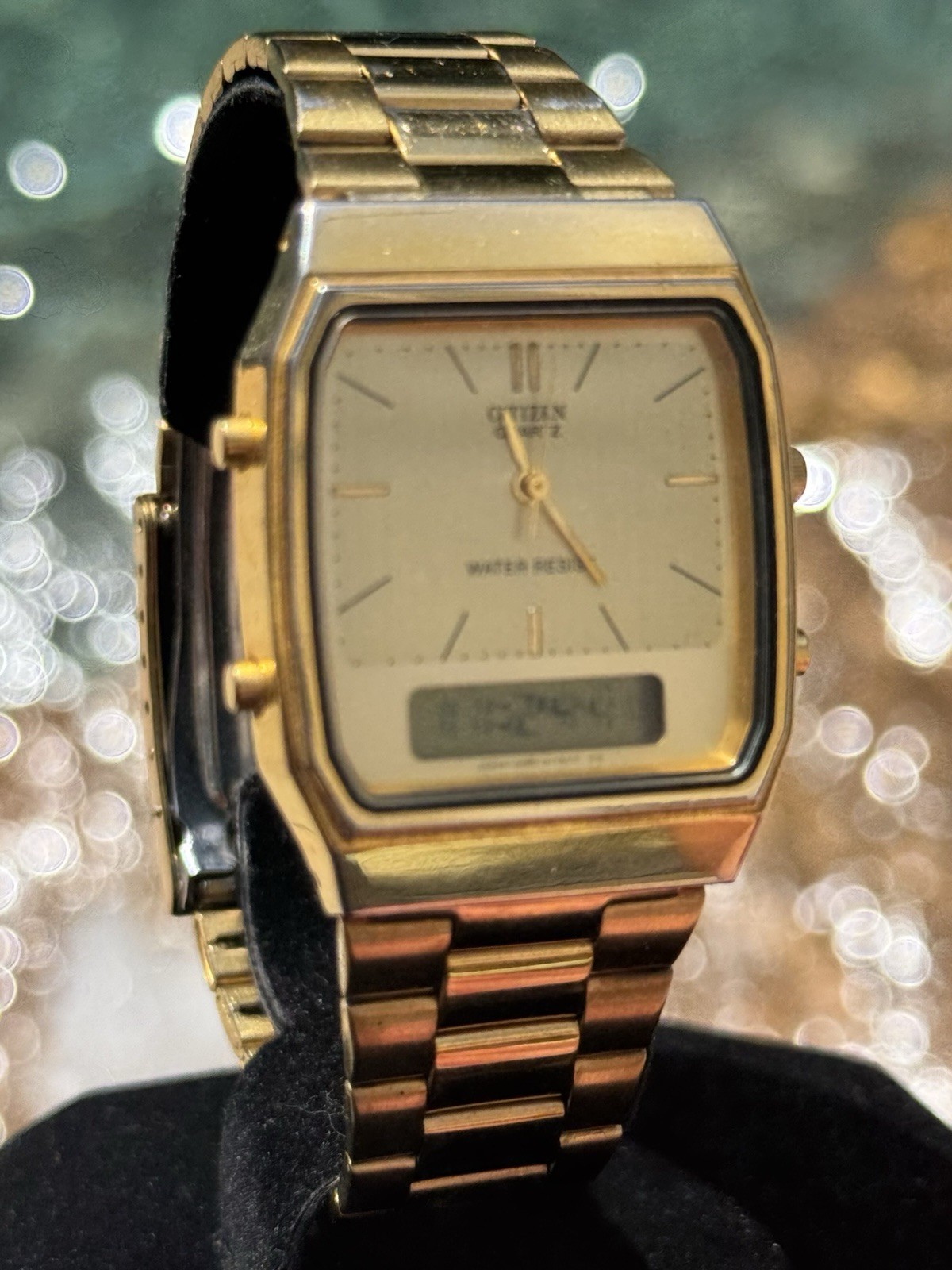 Citizen Quartz Vintage Analog-Digital LCD Gold Tone 31mm | Alarm Chrono Date