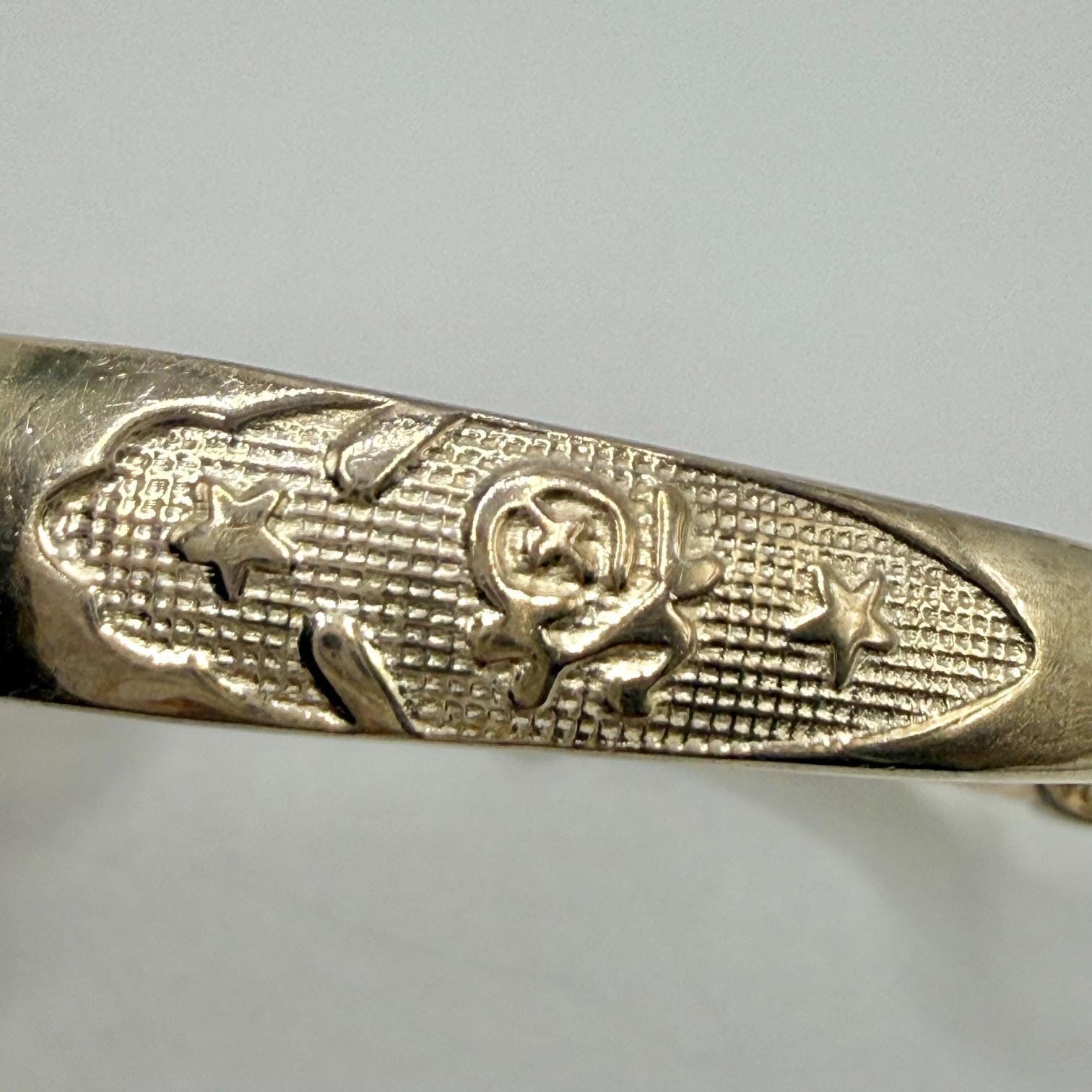 Chinese 925 Sterling Silver Adjustable Engraved Bangle Bracelet