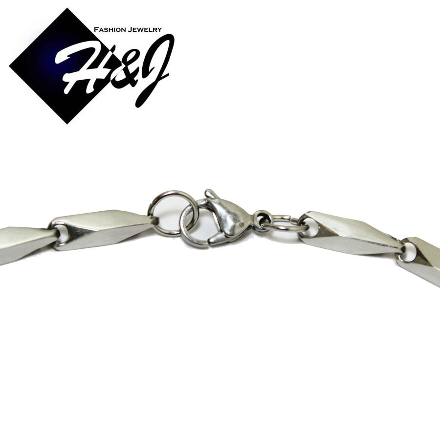 24″MEN Stainless Steel 4mm Silver Arrow Link Bullet Chain Necklace Bracelet SETS