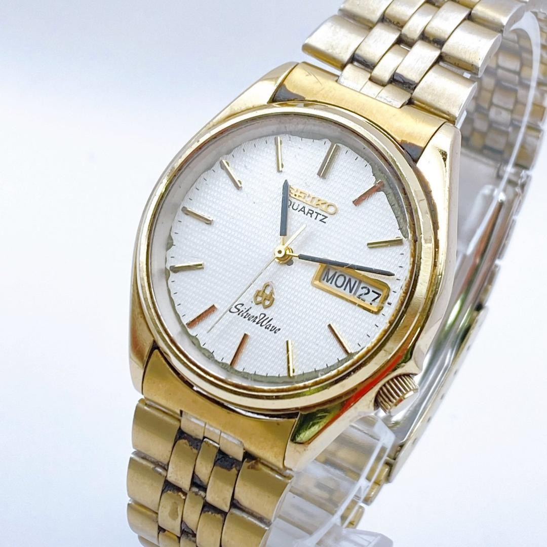 Working condition SEIKO men’s watch Silver Wave Day-Date vintage