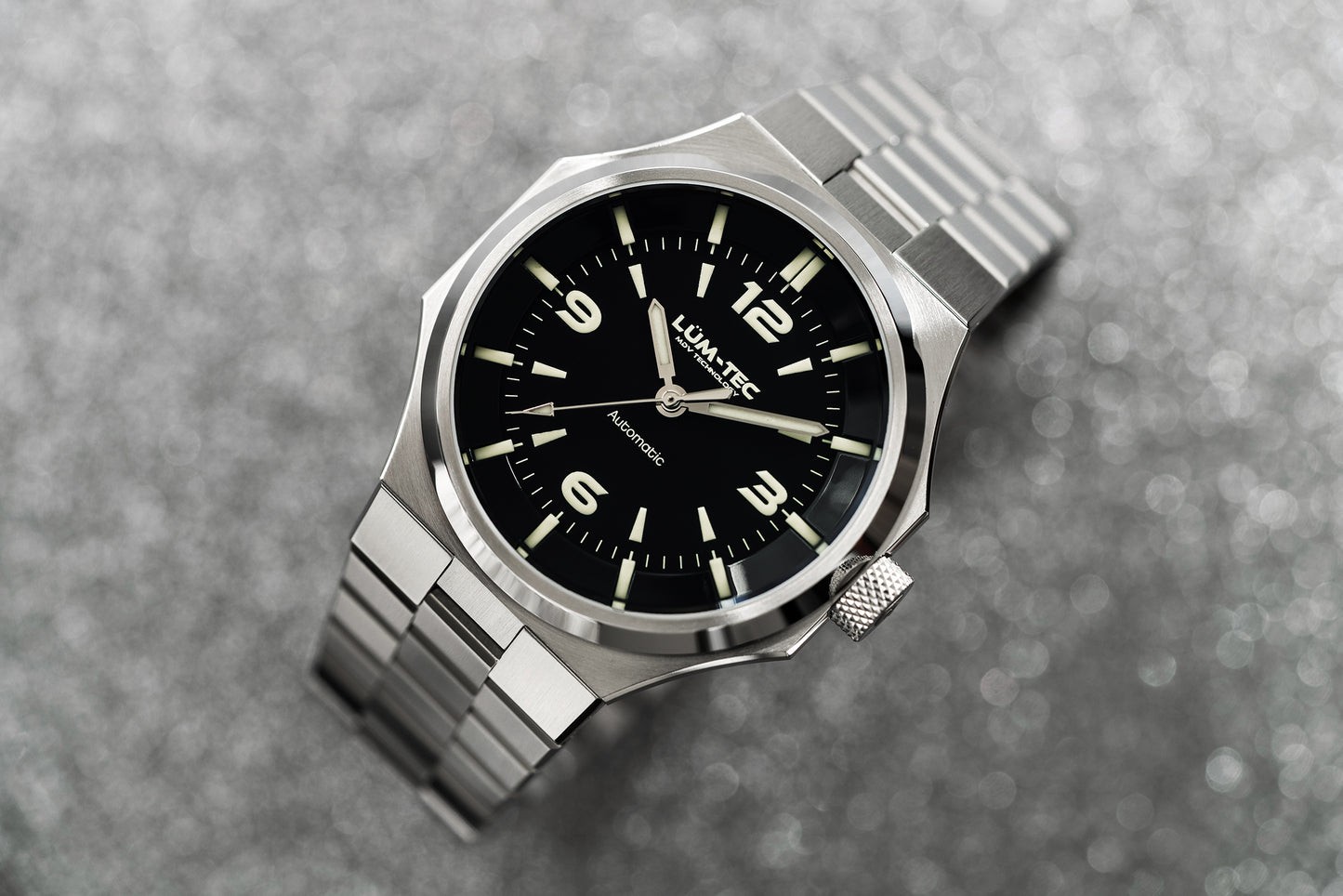 Lum-Tec Mens Automatic Watch 42mm Eclipse E2 Black Dial Hi Precision Miyota 9039