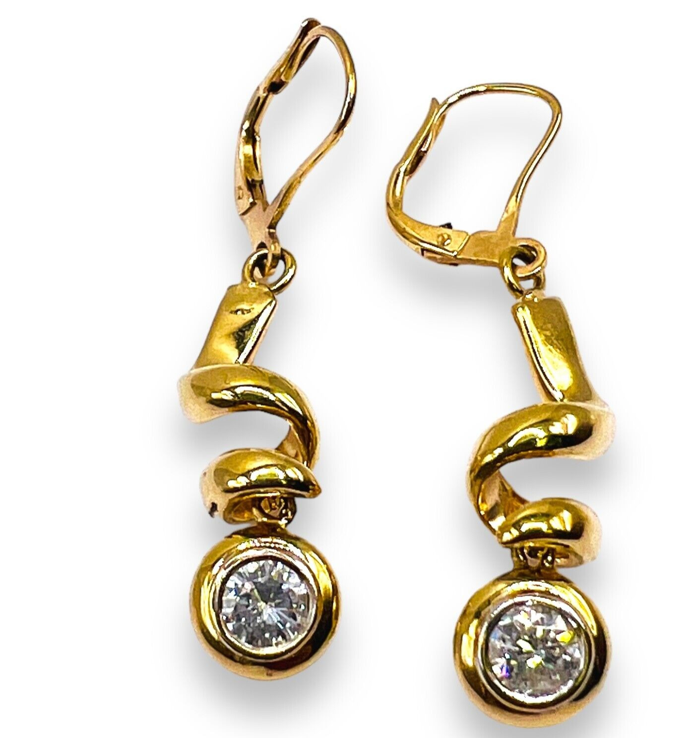 .70ct Natural Diamond Bezel Set 14k Yellow Gold Drop Dangle Earrings 4.40 Grams