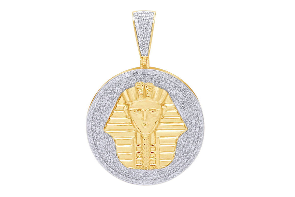 1.13ct Natural Round Diamond Egypt Ferro Pendant 10K Yellow Gold
