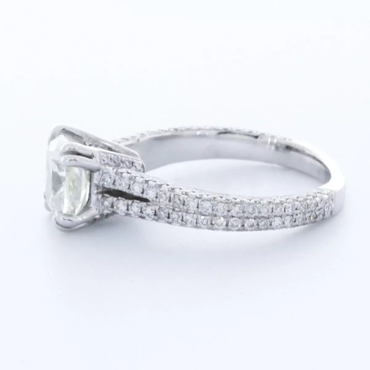Side Stone Engagement Ring 14K Gold 2.56 Carat Cushion Lab-Grown Diamond G VS2