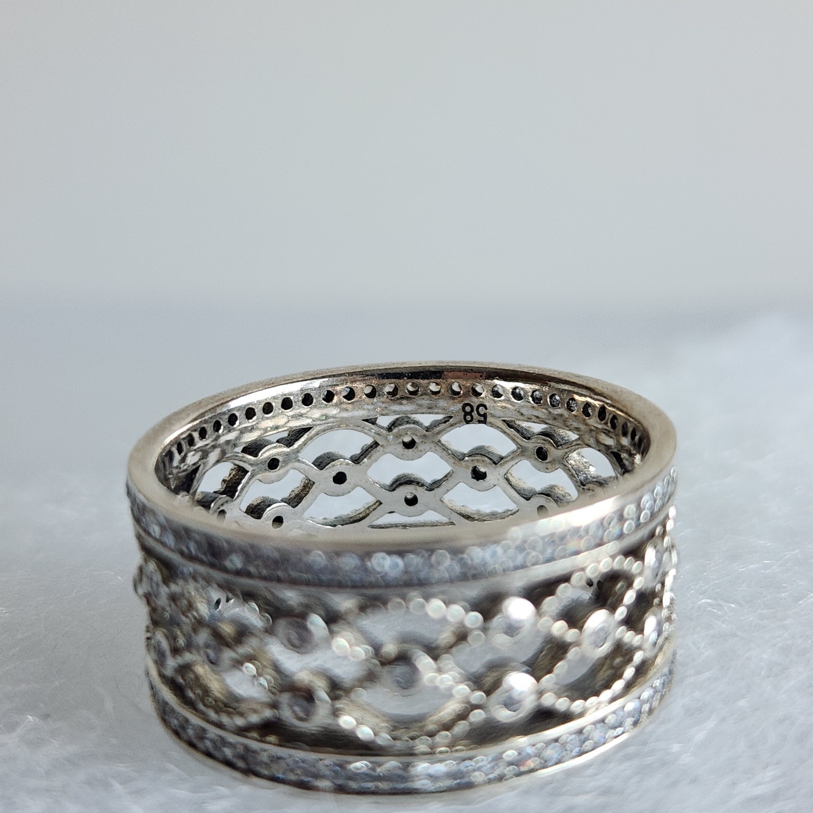 Authentic Pandora Vintage Allure CZ Openwork Ring S925 ALE Size 58/ US 8.5
