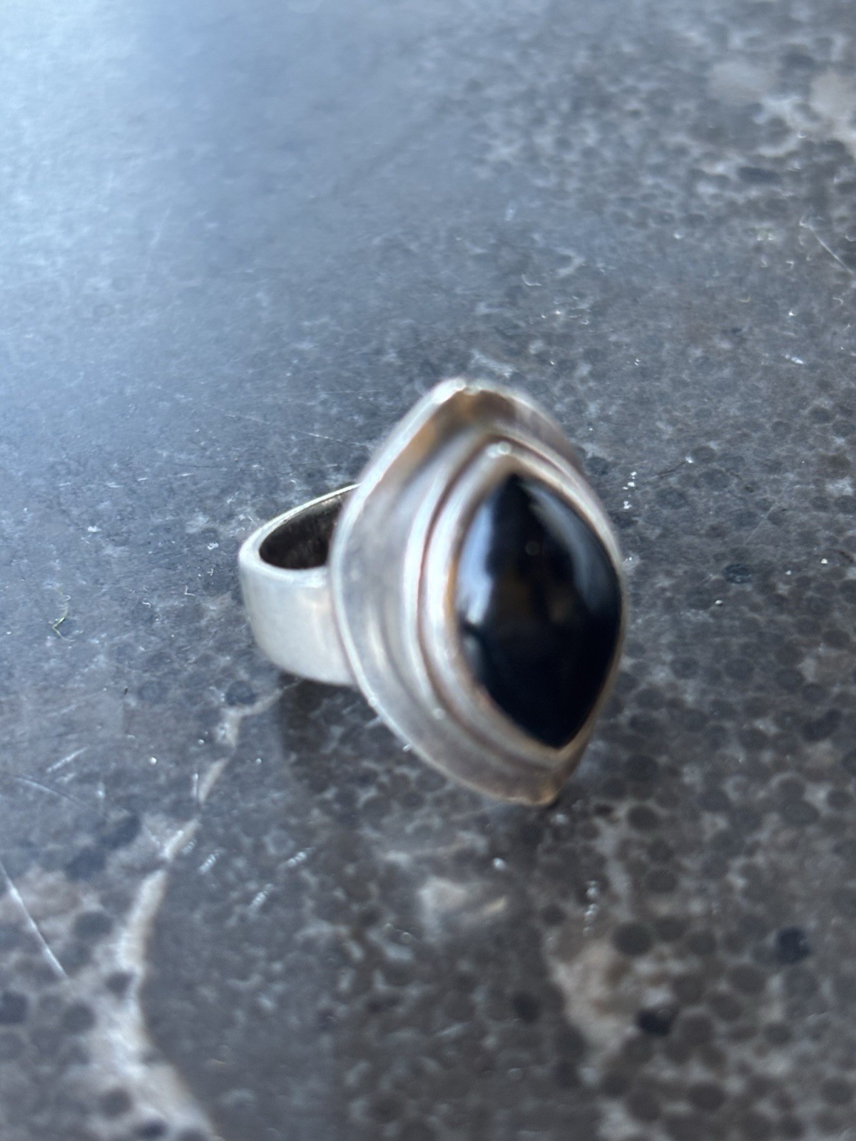 Sajen Sterling Silver Ring 925 Onyx Stone Size 6