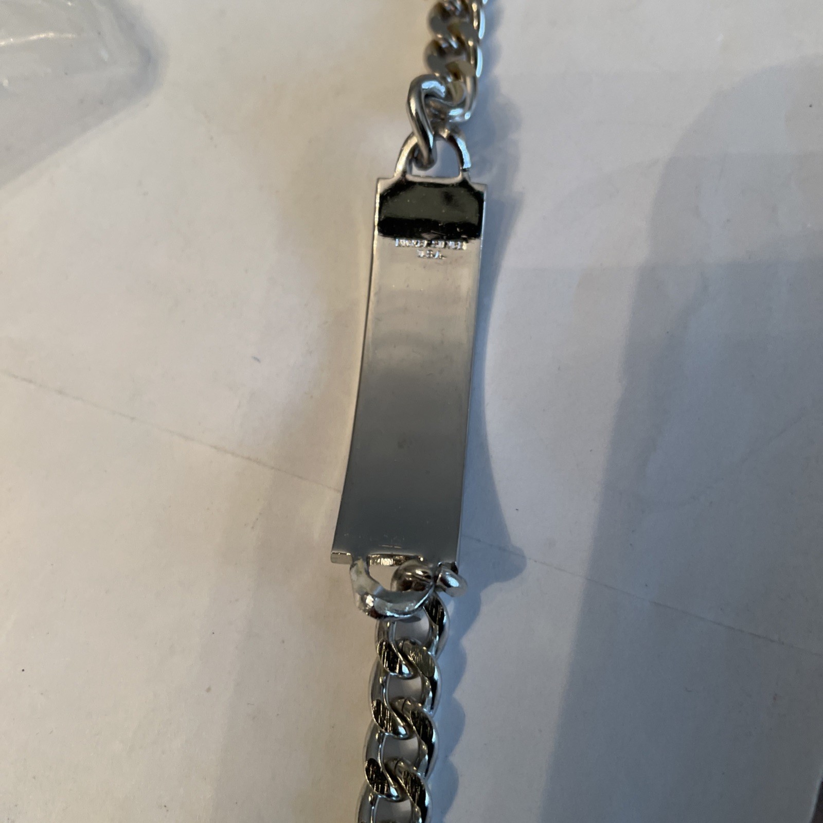 VTG Nickle Silver ID Link Bracelet With Cross Engravable 8”