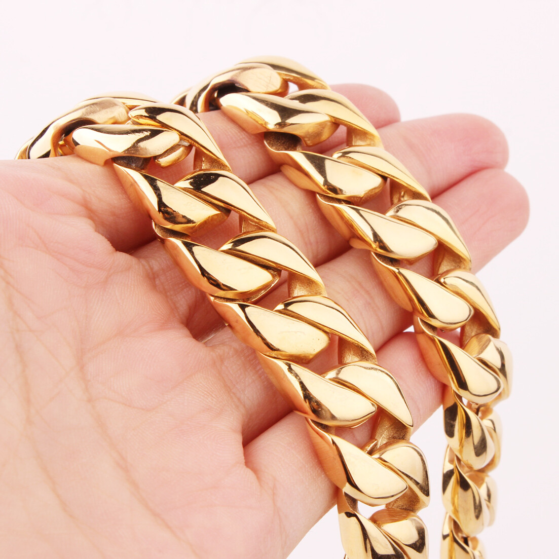 High Polished Mens Chain 316L Stainless Steel Curb Link Necklace Christmas Gift