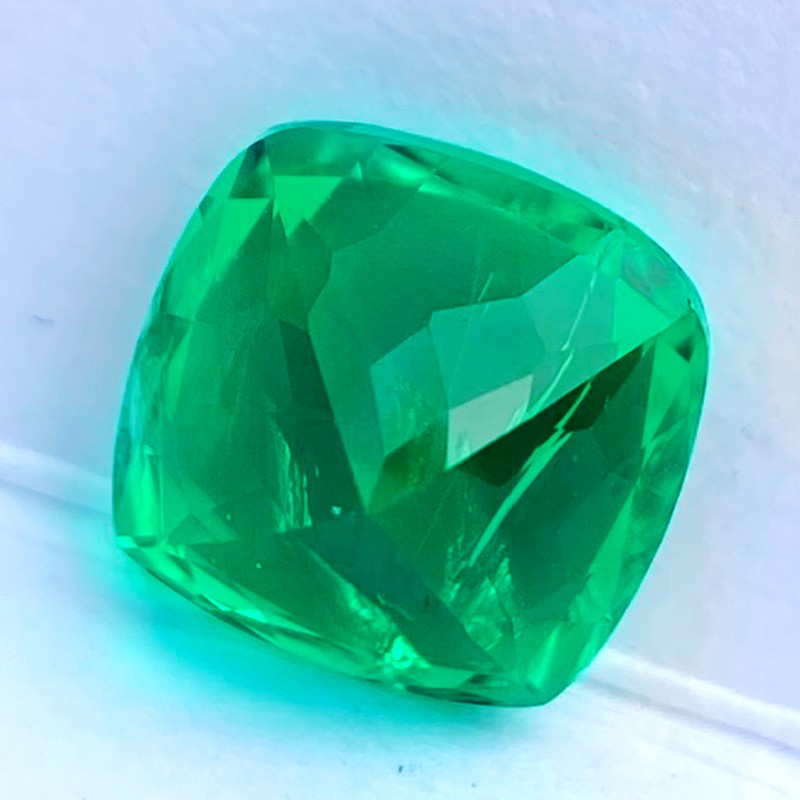 AGL Lab Grown Cushion Colombian Emerald Stone with Inclusions for Jewelry Making