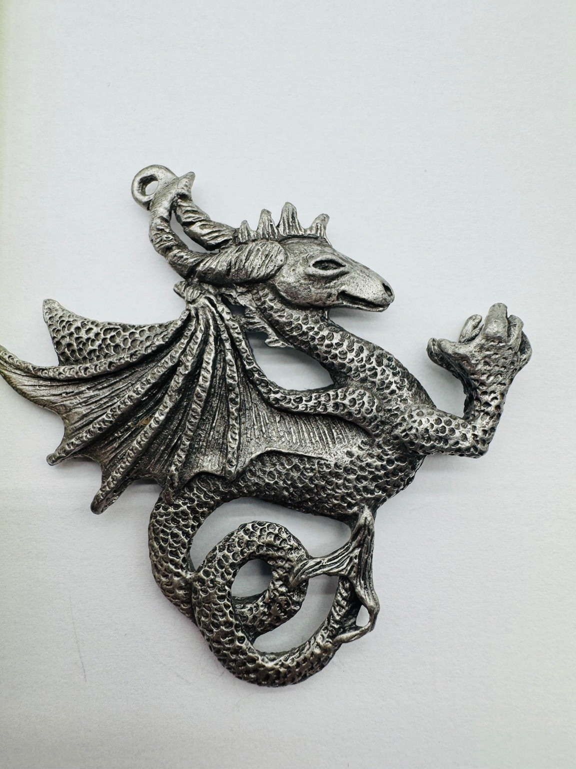Gallo Dragon Pewter Pendant 3.75in Handcrafted Fantasy Jewelry