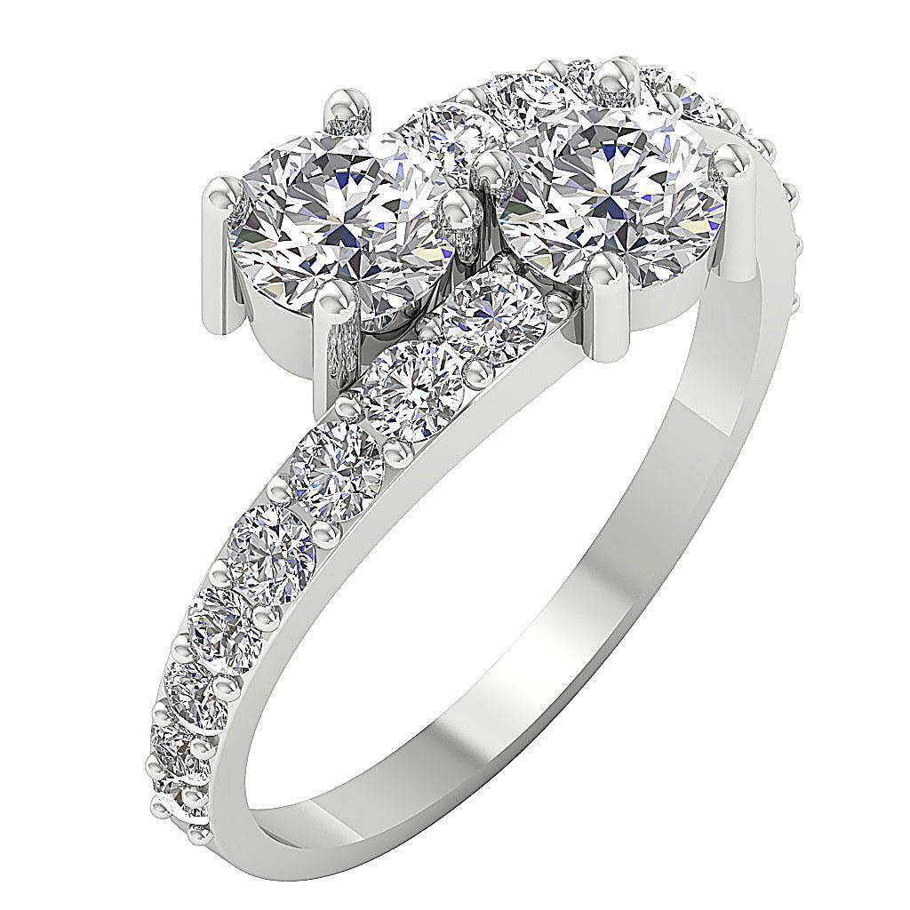 VS1 F 1.85 Carat Solitaire Ring Forever Us Two Stone Lab Grown Diamond 14K Gold