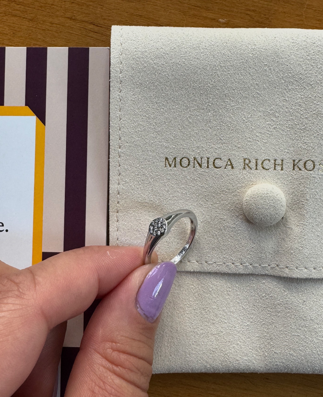 NEW Monica Rich Kosann “Warrior” Pave White Sapphire Stackable Ring, SS, Size 7
