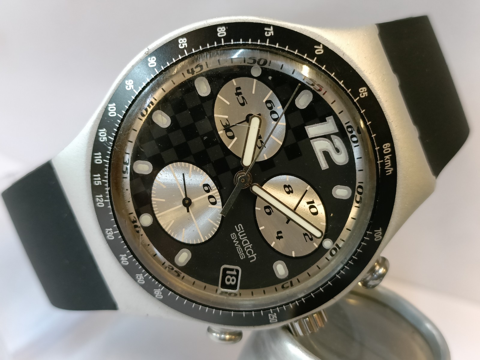SWATCH IRONY CHRONO QUARTZ ALUMINIUM CASE AG-1999 SWISS MEN’S WORKING CONDITION