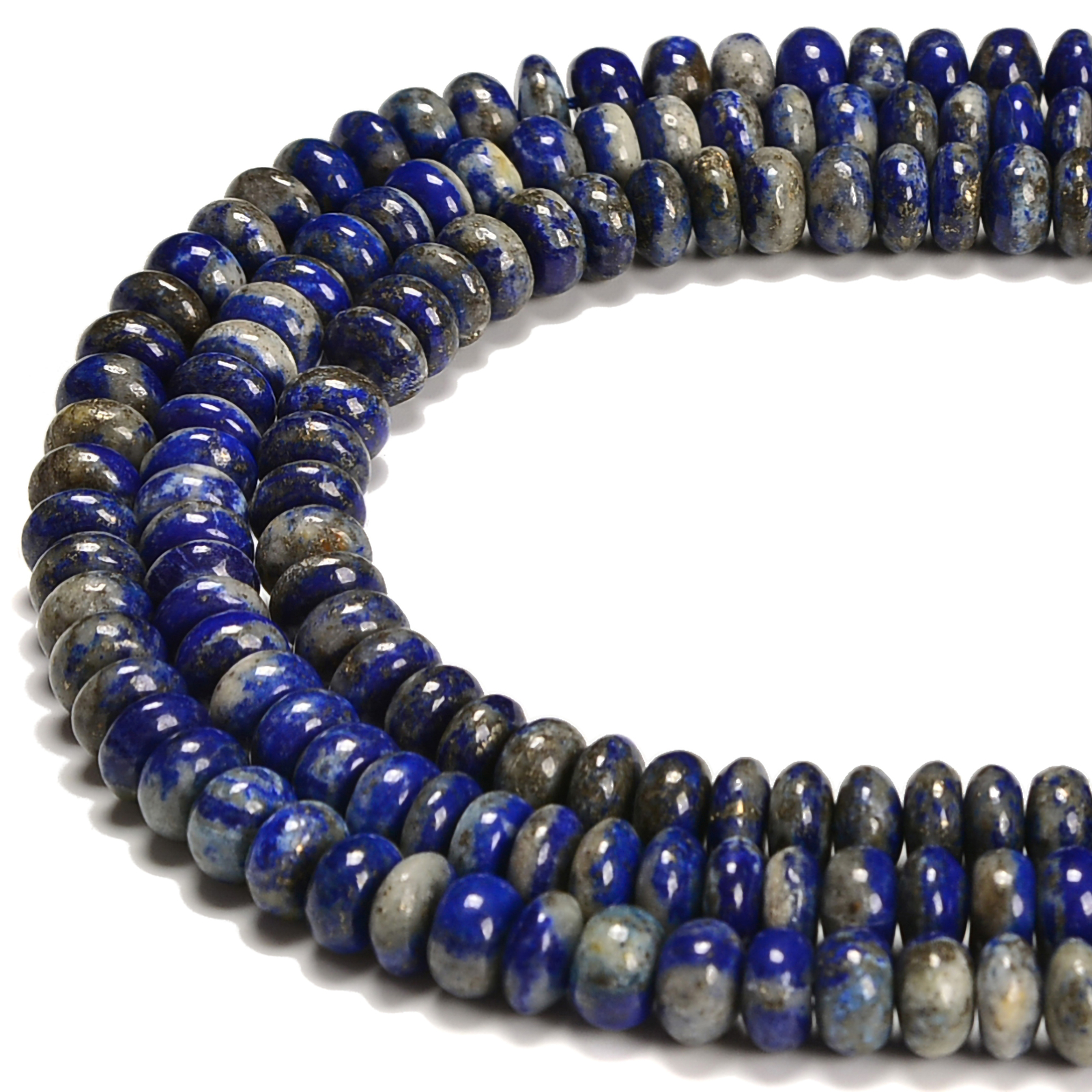 Low Grade Natural Lapis Smooth Rondelle Beads Size 4x6mm 5x8mm 6x10mm 15.5” Str