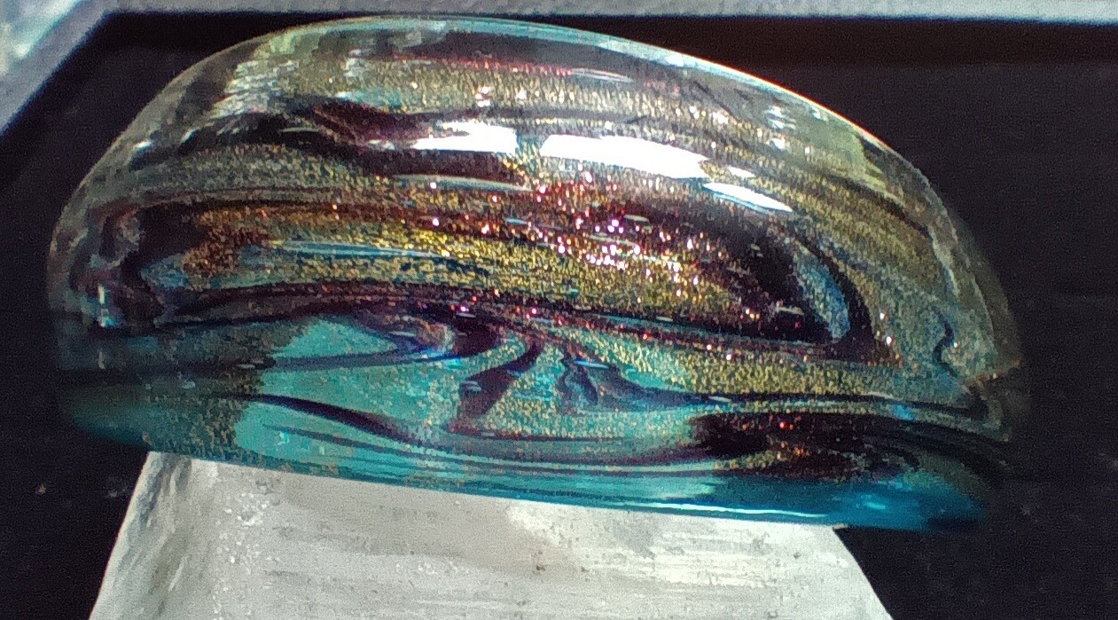Art Glass Cuff Bracelet Murano 24k Gold Flecks Avventurina Venetian Cobalt Blue